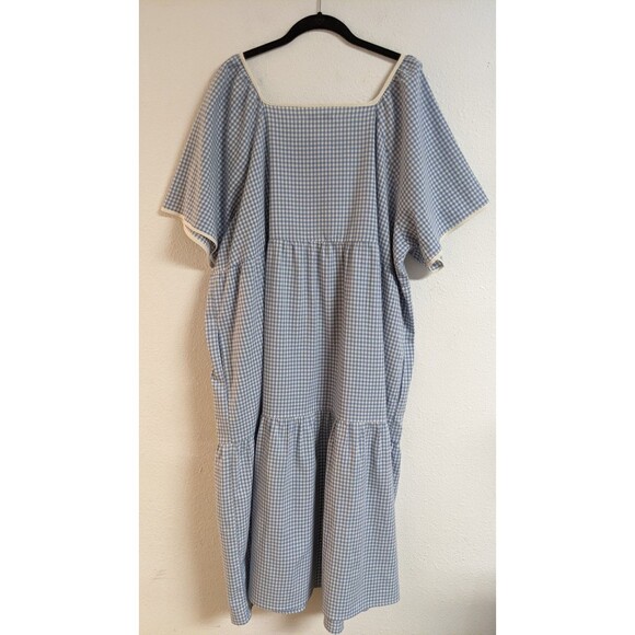 NEW~LOVE OLIVE CO Cotton Light Blue & White Gingham Hanna Dress Size 2XL - Picture 6 of 8